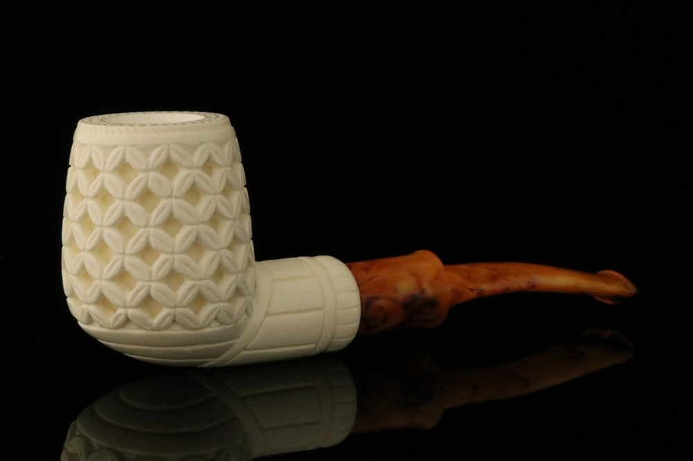 srv - Deep Lattice Block Meerschaum Pipe with fitted case M2419