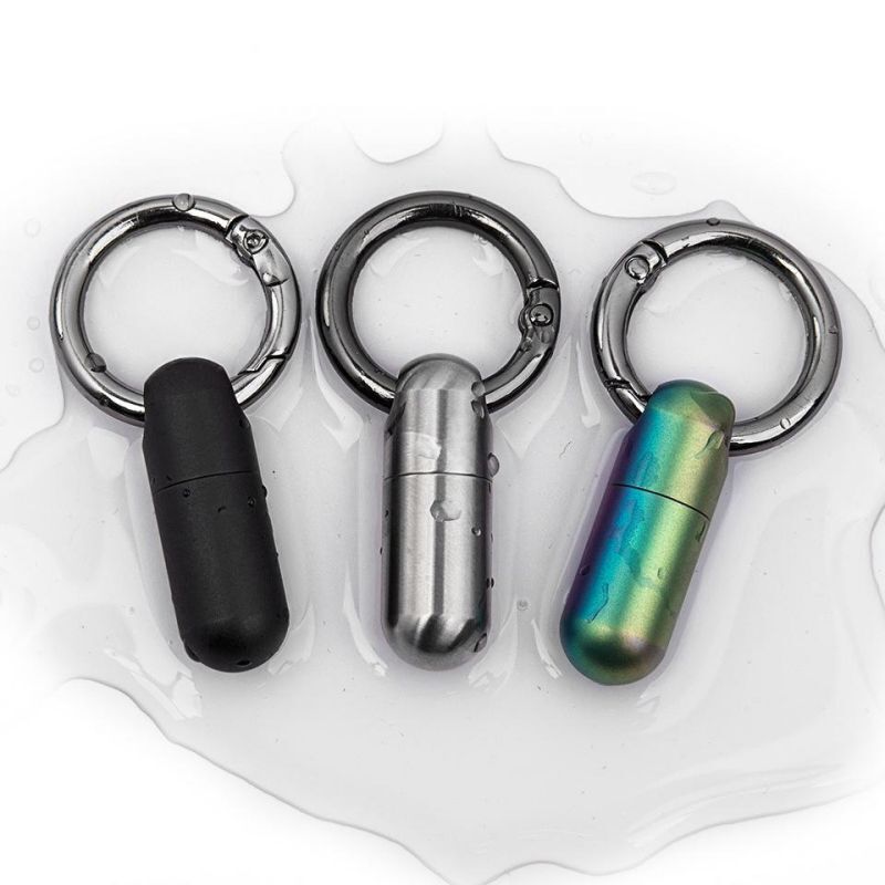 EDC Titanium Waterproof Pill Holder Container Case Organizer Portable Keychain