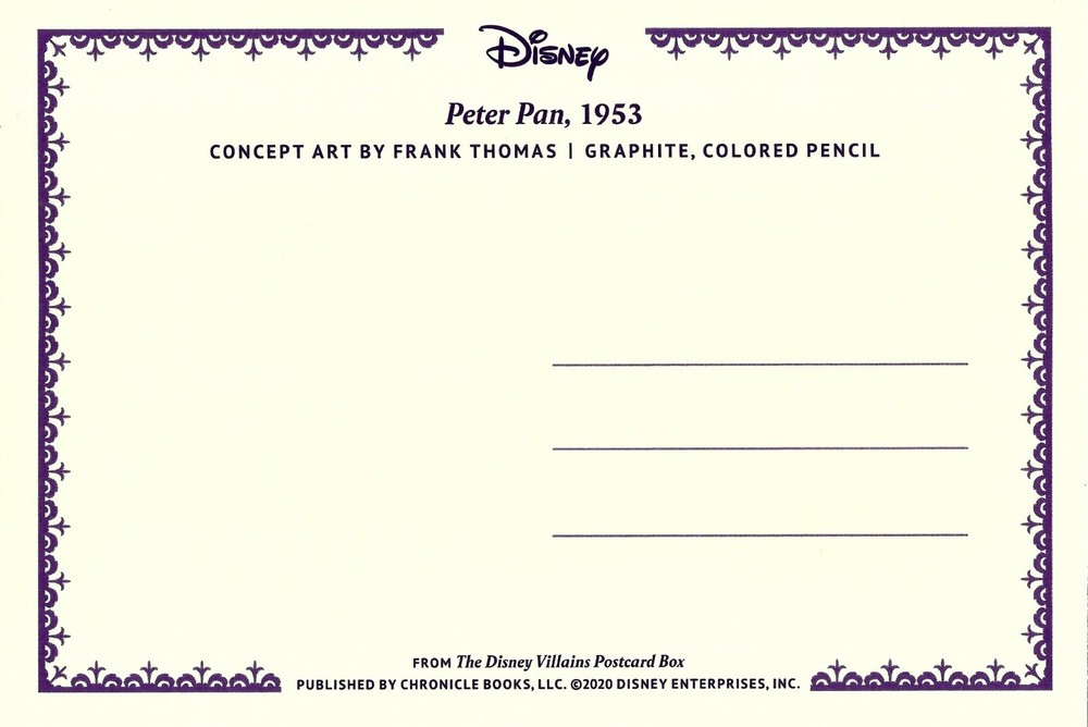PETER PAN, CONCEPT ART BY FRANK THOMAS, POSTCARD