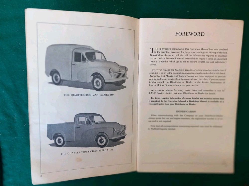 BMC Morris Quarter - Ton Van (Series 111) Operation Manual