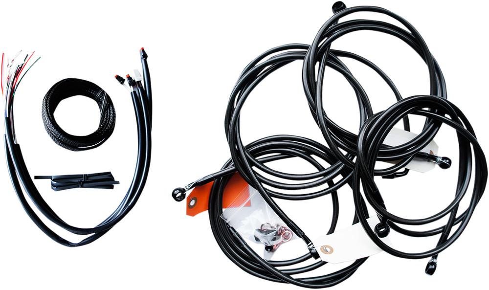 LA CHOPPERS Complete Midnight Braided Cable Kit - 18"-20" Handlebars - ABS - For
