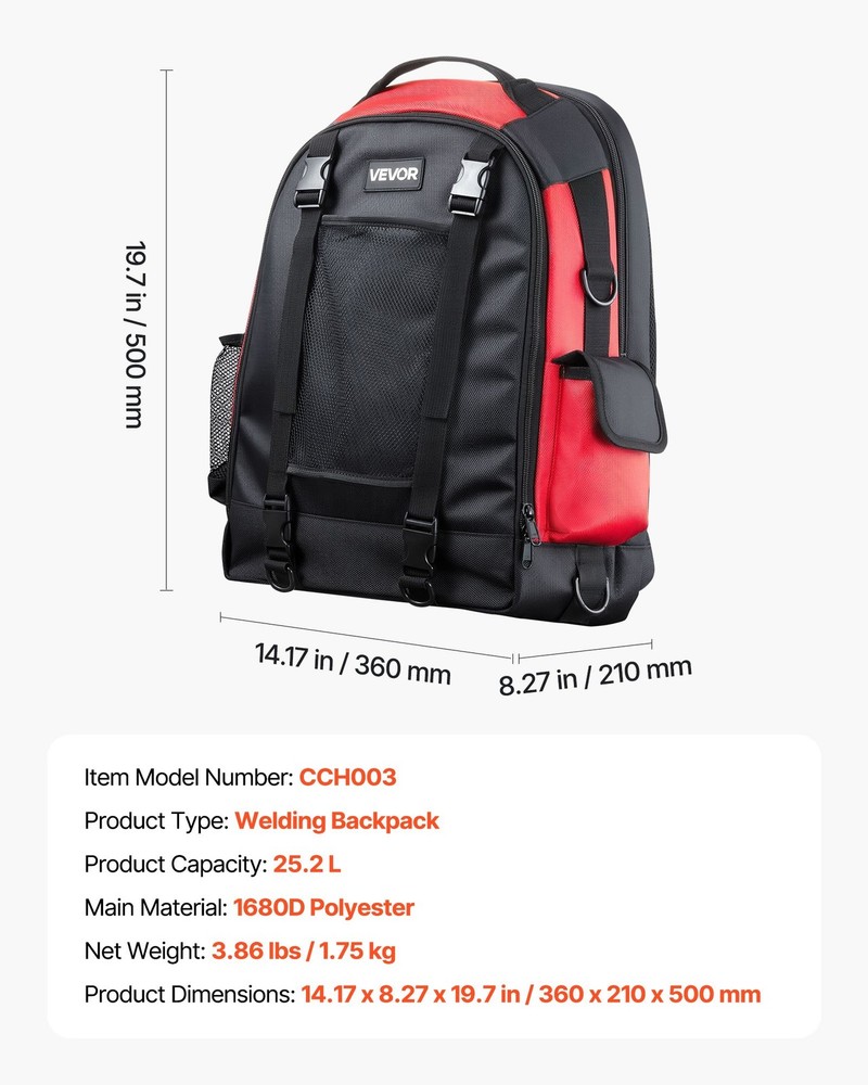 Welding Backpack 25.2L Welder Backpack for Tools Helmet 1680D High-Density