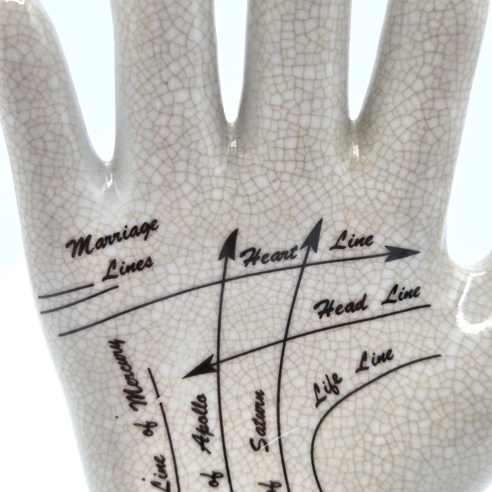 RETRO Palmistry Ceramic Hand Chiromancy Fortune Palm Reader Prediction