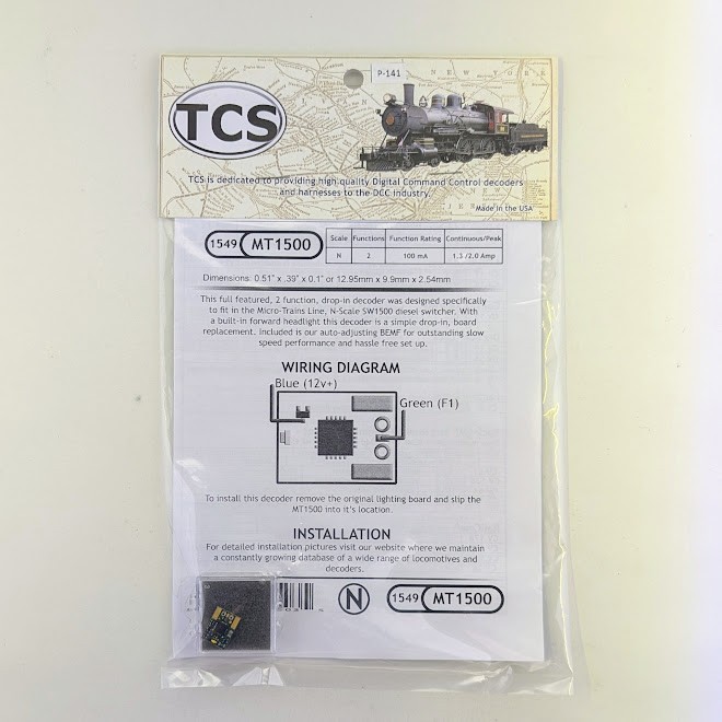 TCS 1549MT1500 N Scale BEMF Decoder