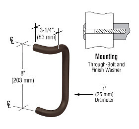 CRL M174810B 8" Oil Rubbed Bronze Solid Offset Pull Handle
