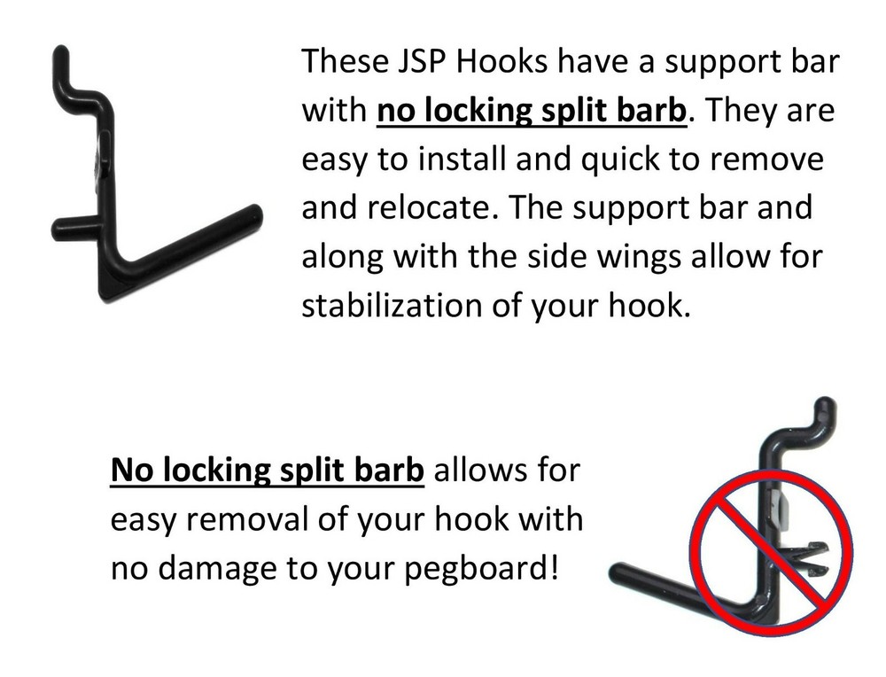 Plastic Black L Hook Peg Board Hook Kit Tool Storage Craft Hooks Pick A Pack