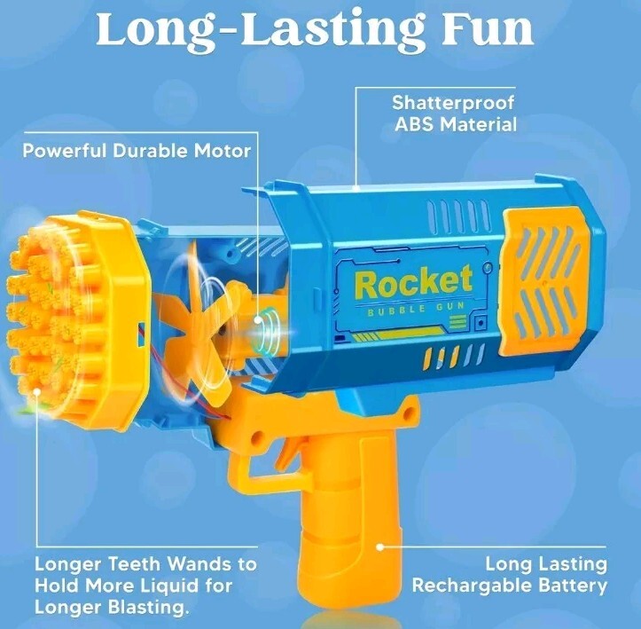 40 Hole Rocket Launcher Bubble Machine Gun Toy