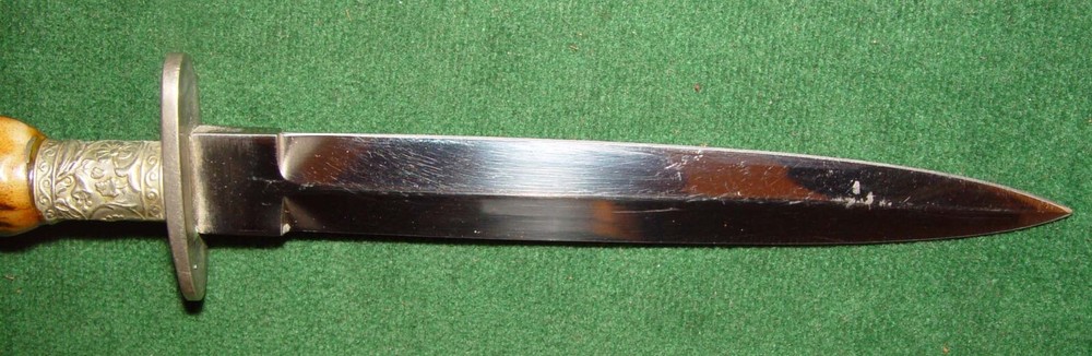 Vintage Possible German WWII Stag Handle Double Edge Boot Dagger -