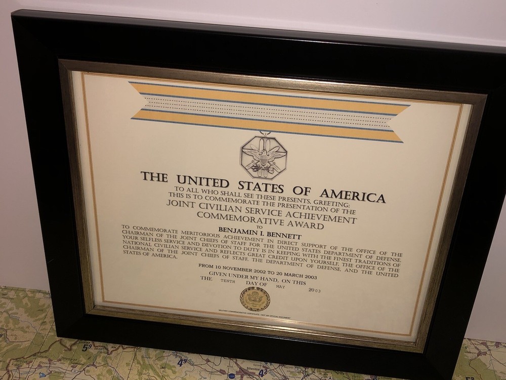 CJCS - JOINT CIVILIAN SERVICE COMMEMORATIVE COMMENDATION CERTIFICATE ~ Type-1