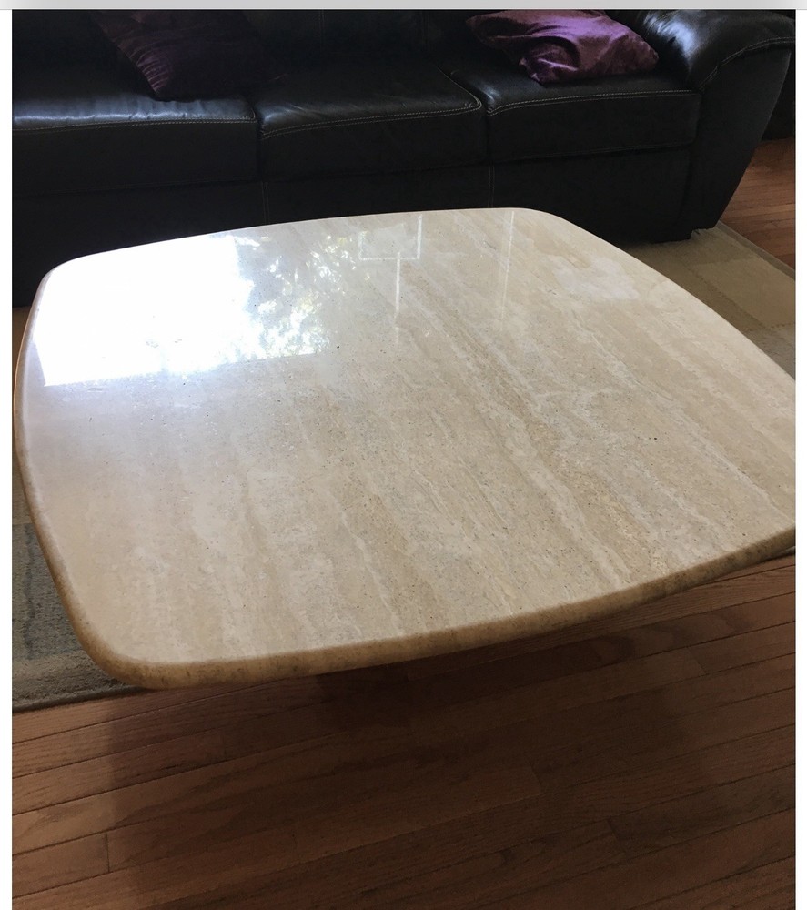 Italian Travertine Coffee Table & Side Table