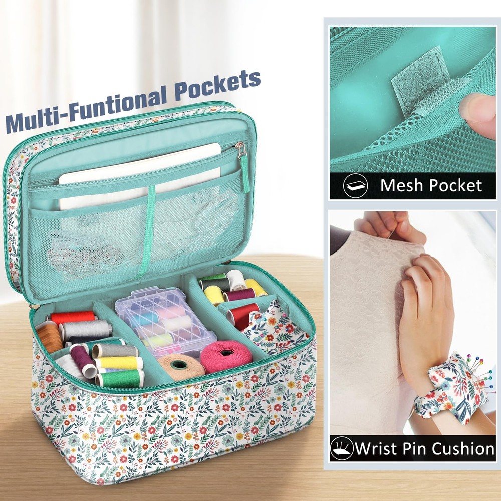 Sewing Accessories Storage and Organizer Case, Double-Layer Sewing Kits Carry...