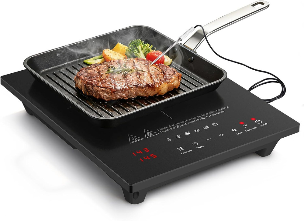 1800W Portable Induction Cooktop with 74 Temp Settings & Timer