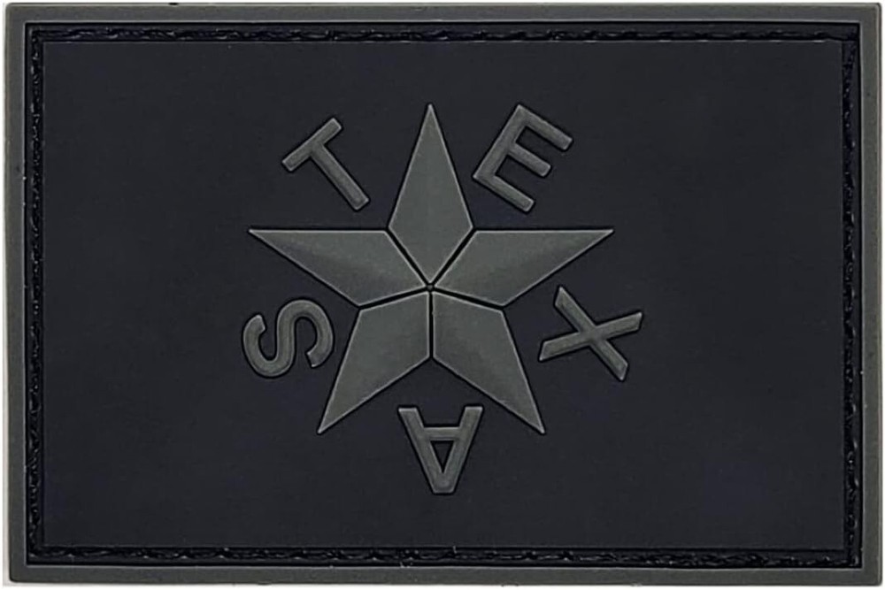 Texas Star Flag Revolution PVC RUBBER PATCH - 2PC HOOK BACKING 3" X 2"