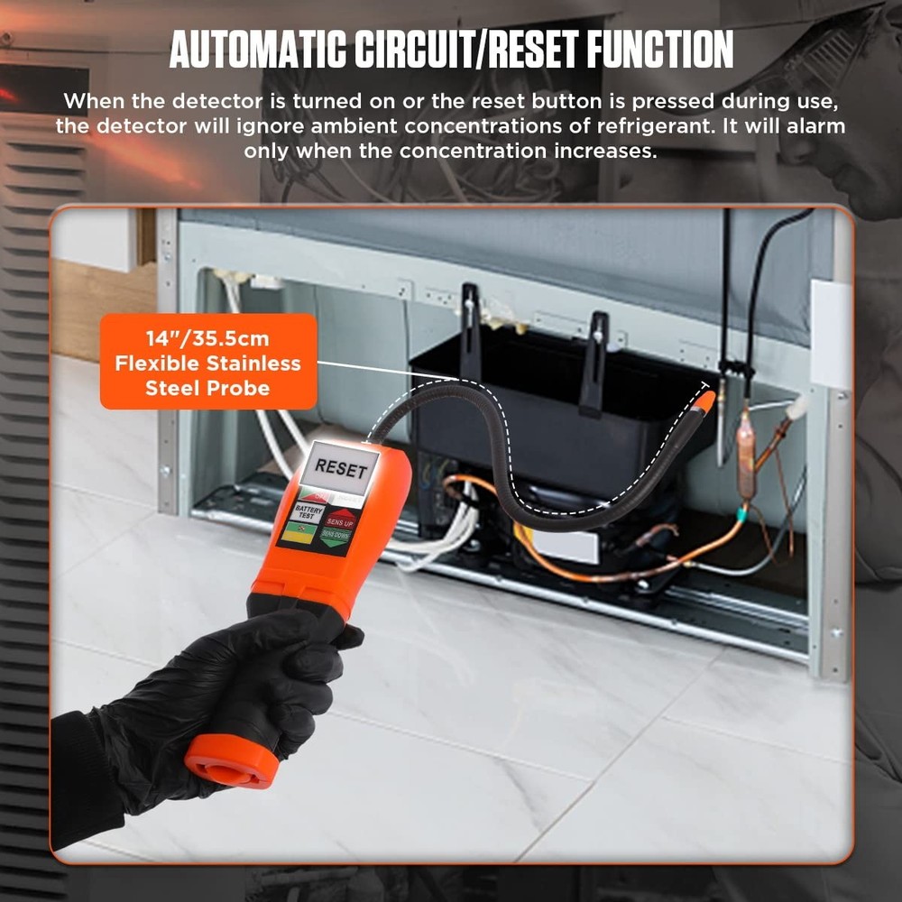 CMTOOL Refrigerant Leak Detector Kit, Freon Detector, CFCs HCFCs orange
