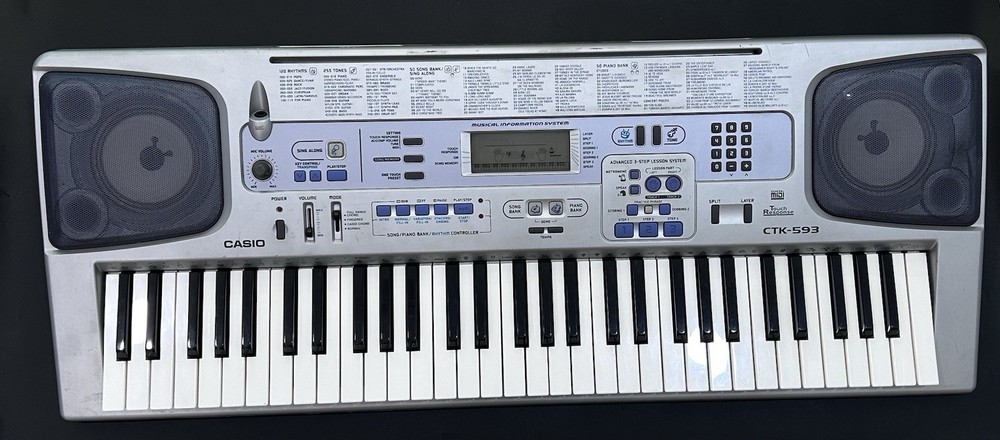 Casio CTK-593 Silver Electronic Keyboard TESTED WORKS GREAT