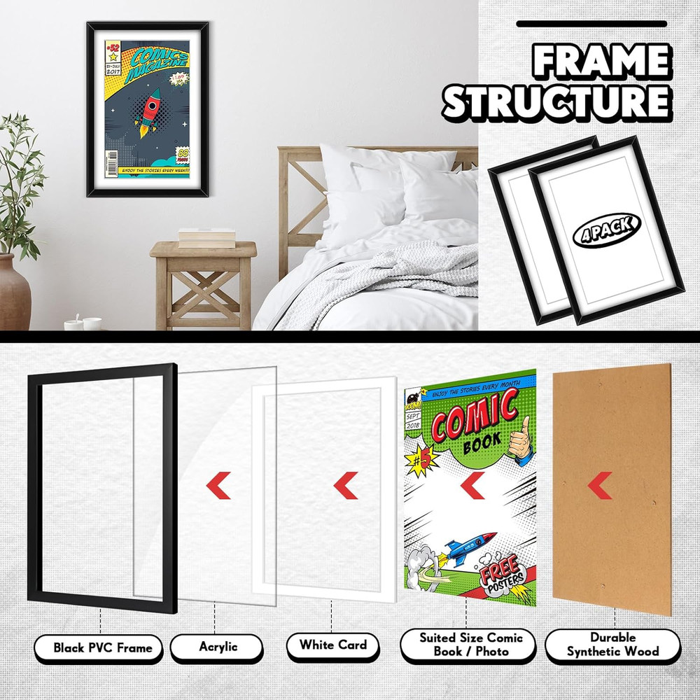 Comic Book Frame, UV Protection, Comic Picture Magazine Frames Fits Current up t