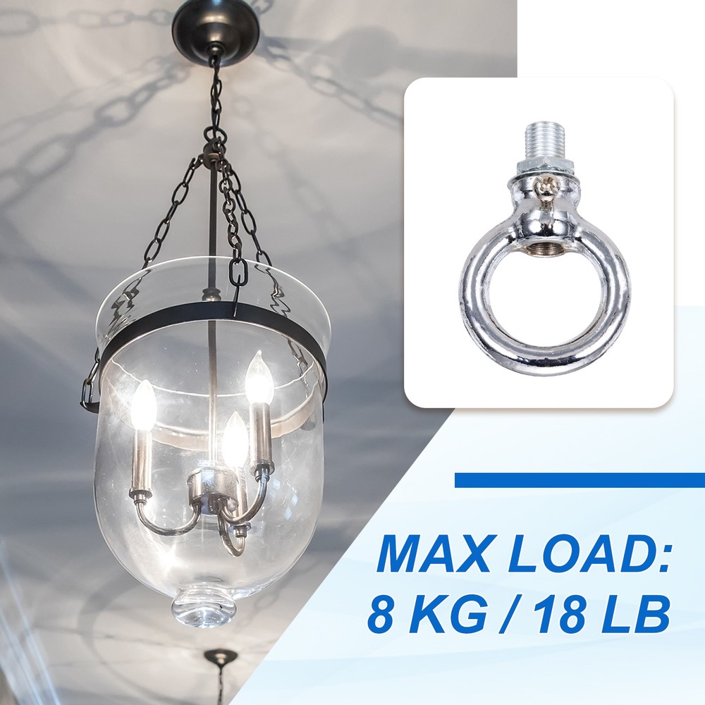 2 Set 8kg M10 1.5x2" Thread Lifting Eye Nut Holder Hook Ring Silver