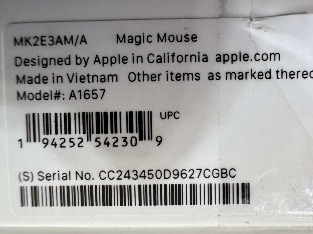 Apple Magic Mouse Multi-Touch Surface lightning CHARGING PORT MK2E3AM/A