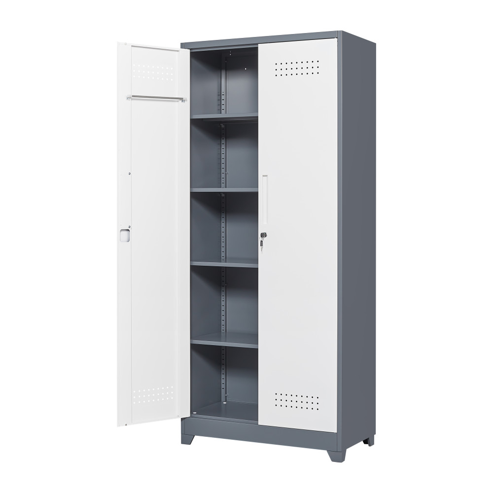 72" Metal Locker Cabinet - Locking Doors - Adjustable Shelves - Utility Storage