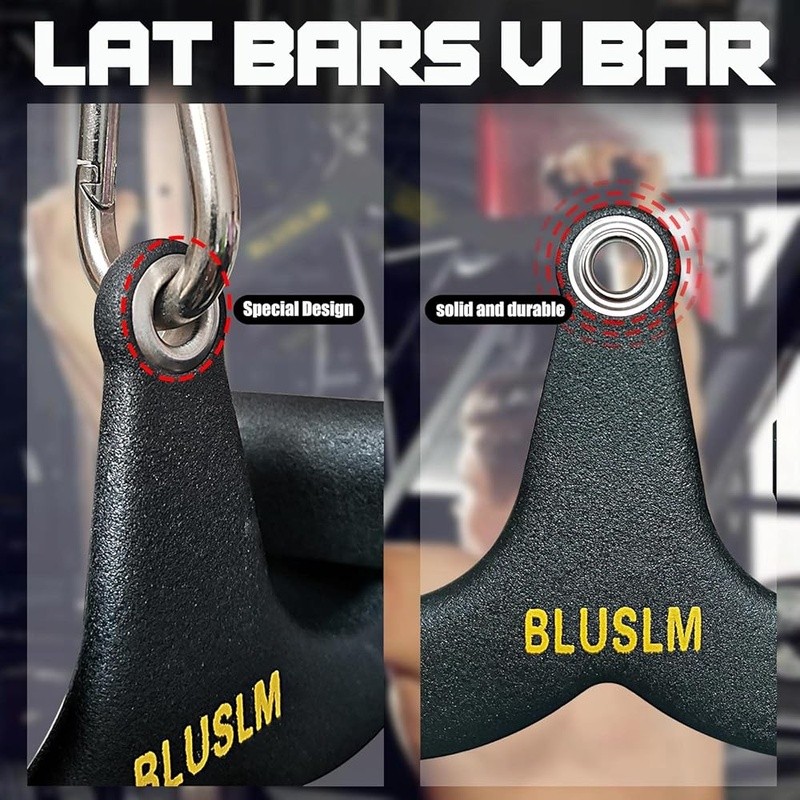 Heavy Duty LAT Pulldown Bar Ergonomic Grip Durable Cable Attachment Back Workout