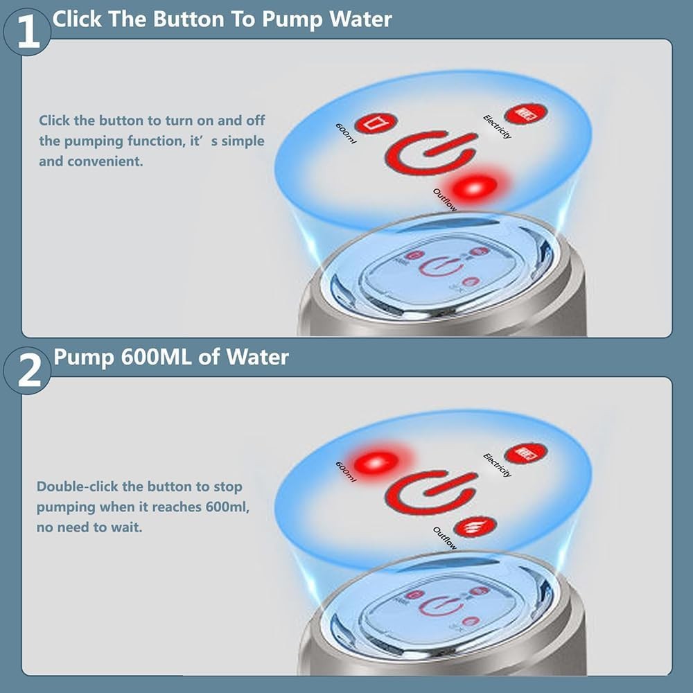 GentleJet Automatic Water Dispenser 5 Gallon USB Rechargeable Pump Silver