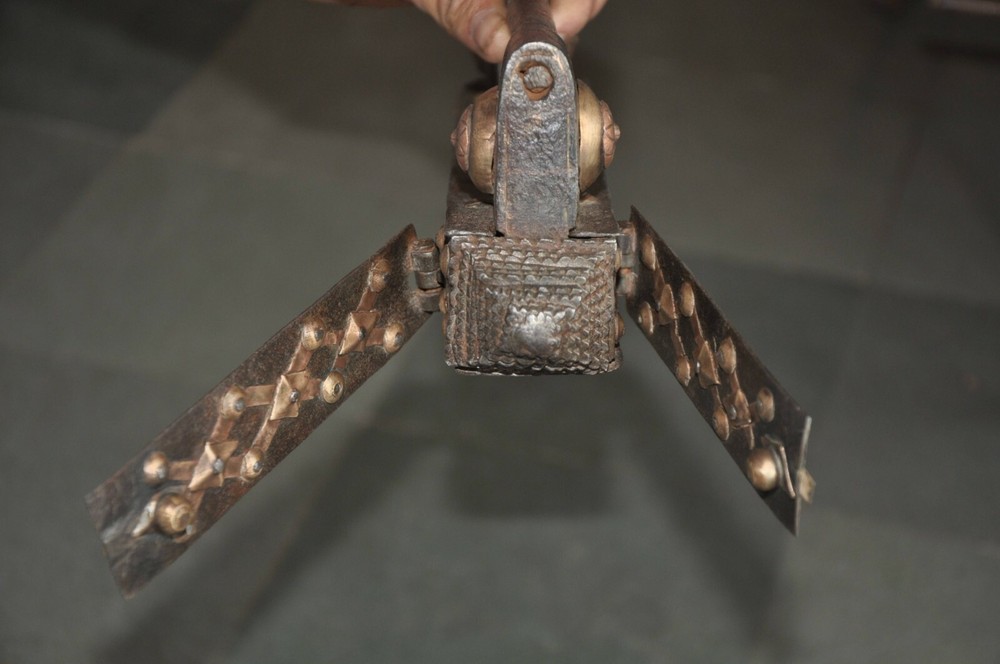 Vintage Iron Brass Fitted Big Long Solid Handcrafted Strip System Padlock