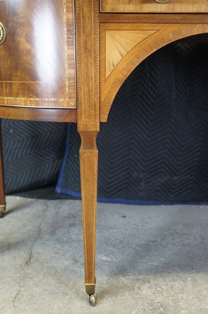 Baker Stately Homes Hepplewhite Sheraton Flame Mahogany Bow Front Sideboard 72"