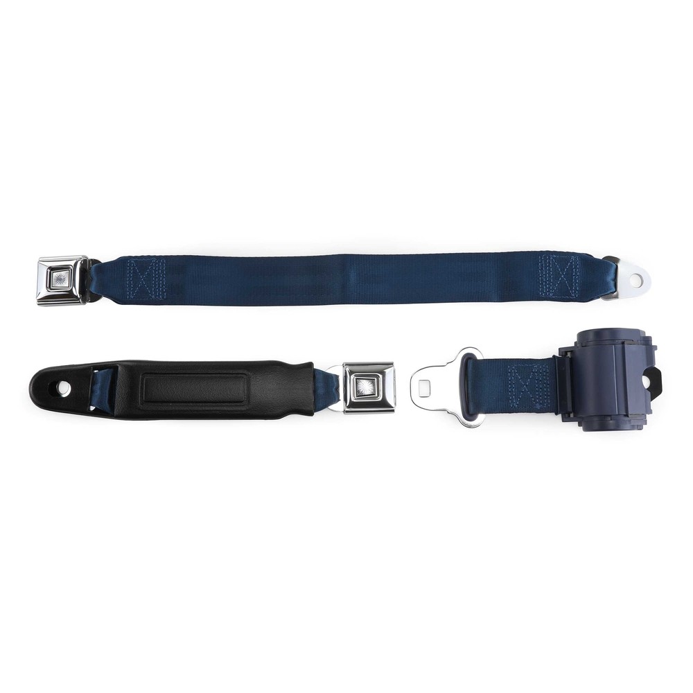 RetroBelt Dark Blue Pushbutton Retractable Lap Seat Belt Bench Seat