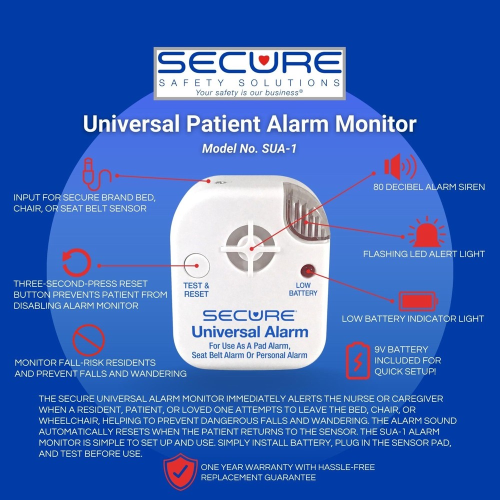 Secure Long-Term Chair Exit Alarm Set for Elderly Fall & Wandering Prevention