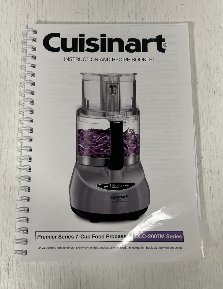 Cuisinart Prep 7 Food Processor DLC-2007M Instruction Recipe Book