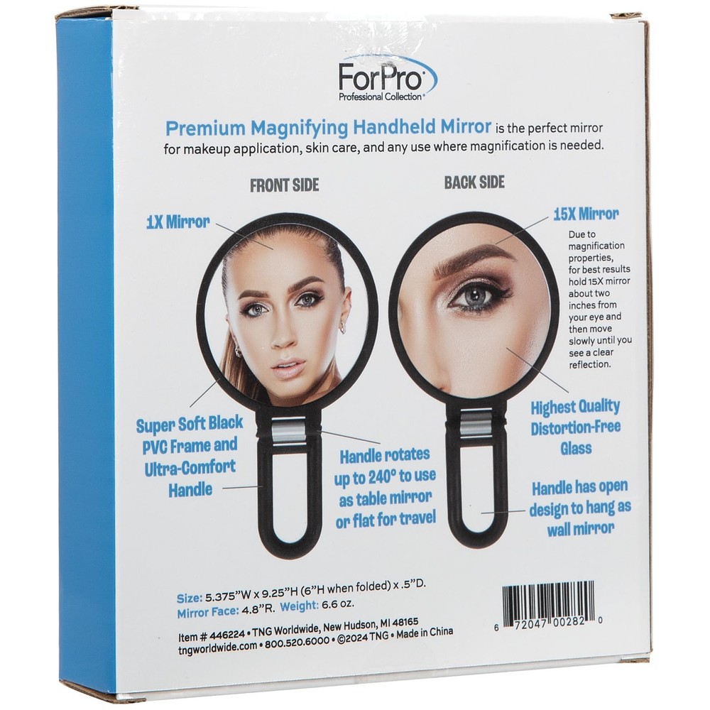 Premium Magnifying Handheld Mirror, 1X/15X Magnification Hand Mirror, Folding...