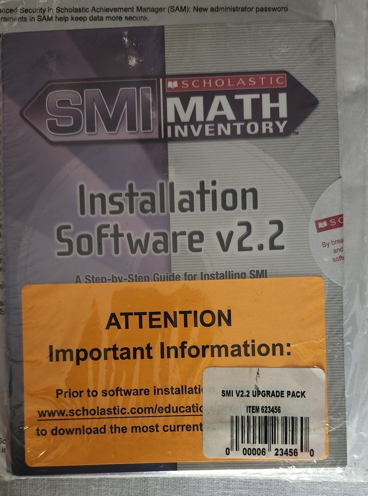 SMI Math Inventory Installation Software  V2.2 Scholastic Upgrade Pack New