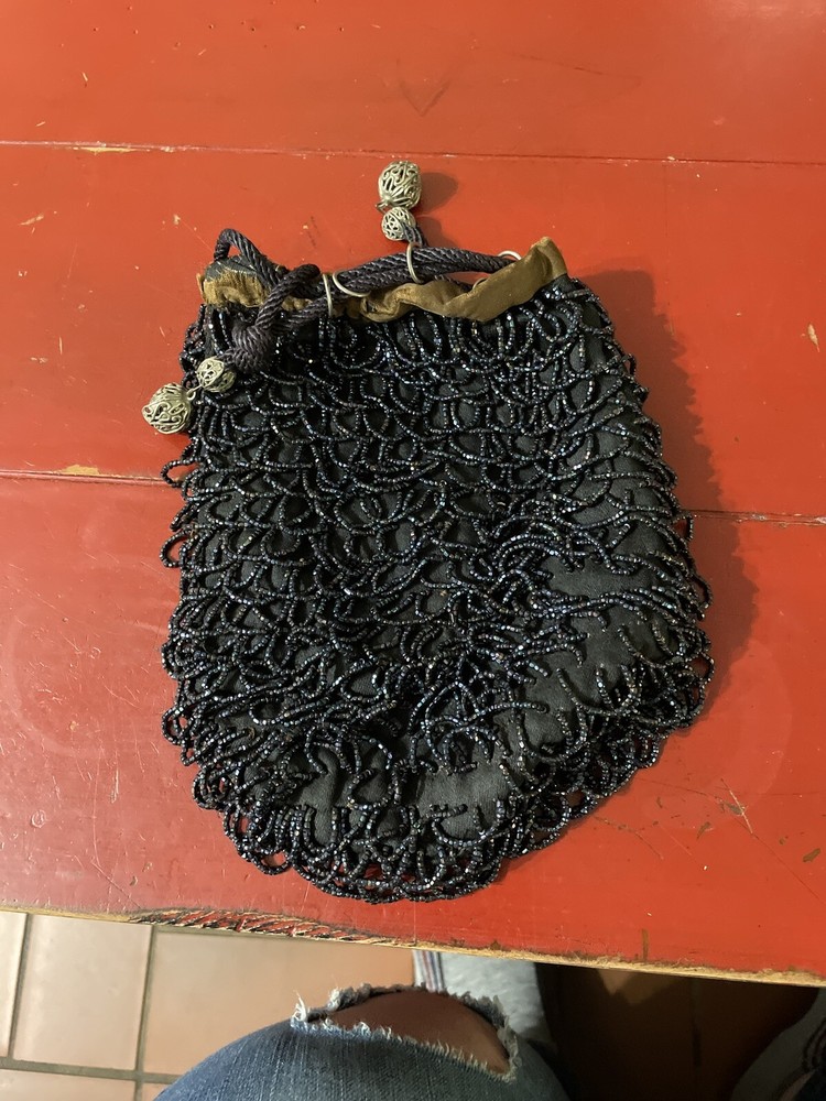 vintage cinch beaded purse