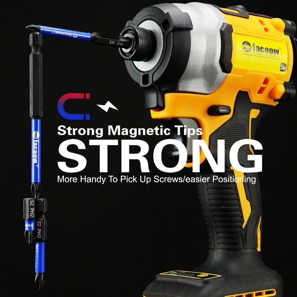 15 Pack Phillips Impact Driver Bits, #2 Phillips Head Magnetic Screwdriver Bits