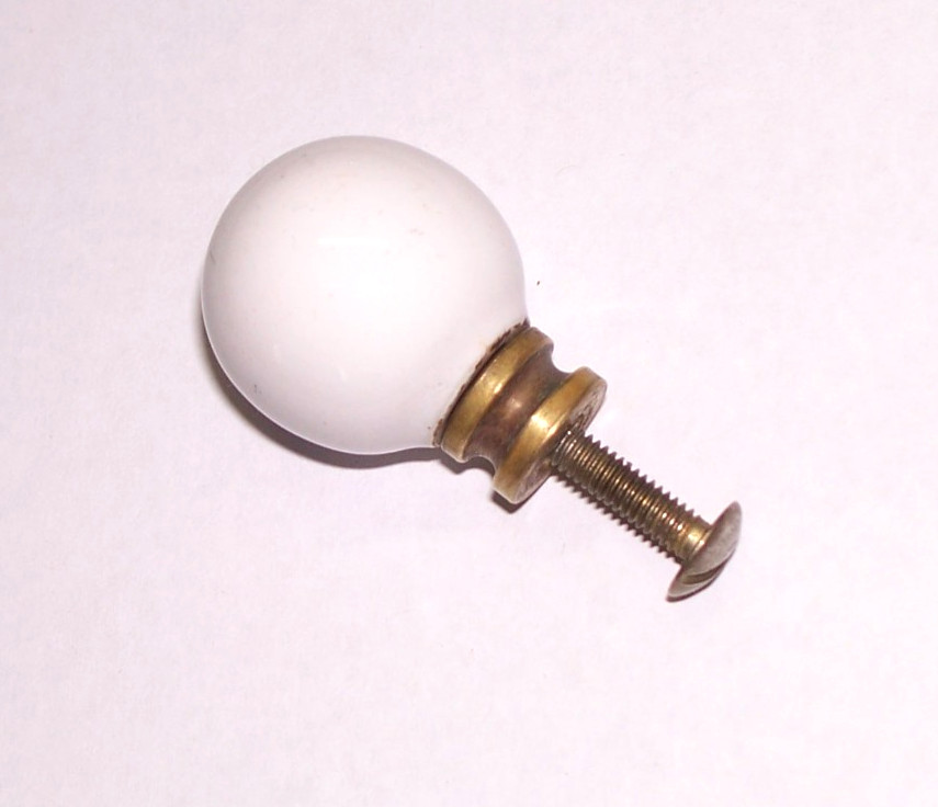 2 pcs. Vintage Drexel Declaration Knobs, Pulls Kipp Stewart Porcelain / Brass