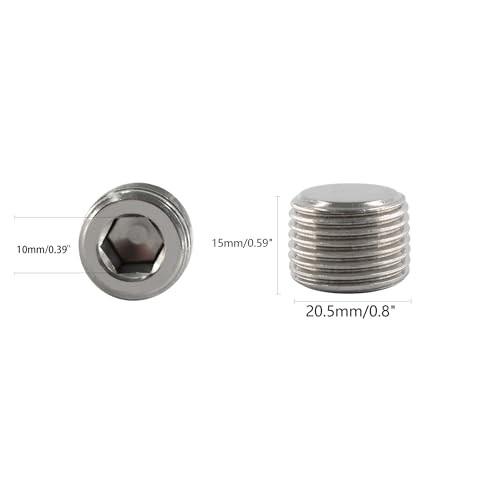 Pipe Fitting Hexagonal Countersunk Male Thread Pipe 1/2" NPT Stainless Steel