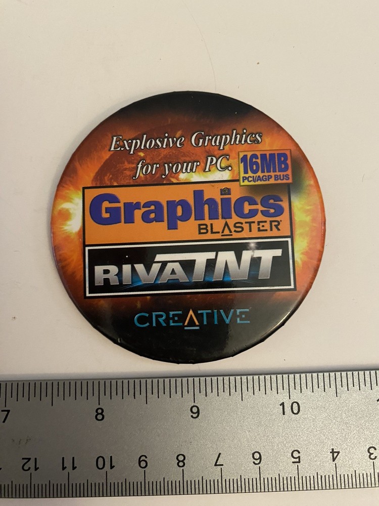 Creative Graphics Blaster Advertising Pin Back Button P7