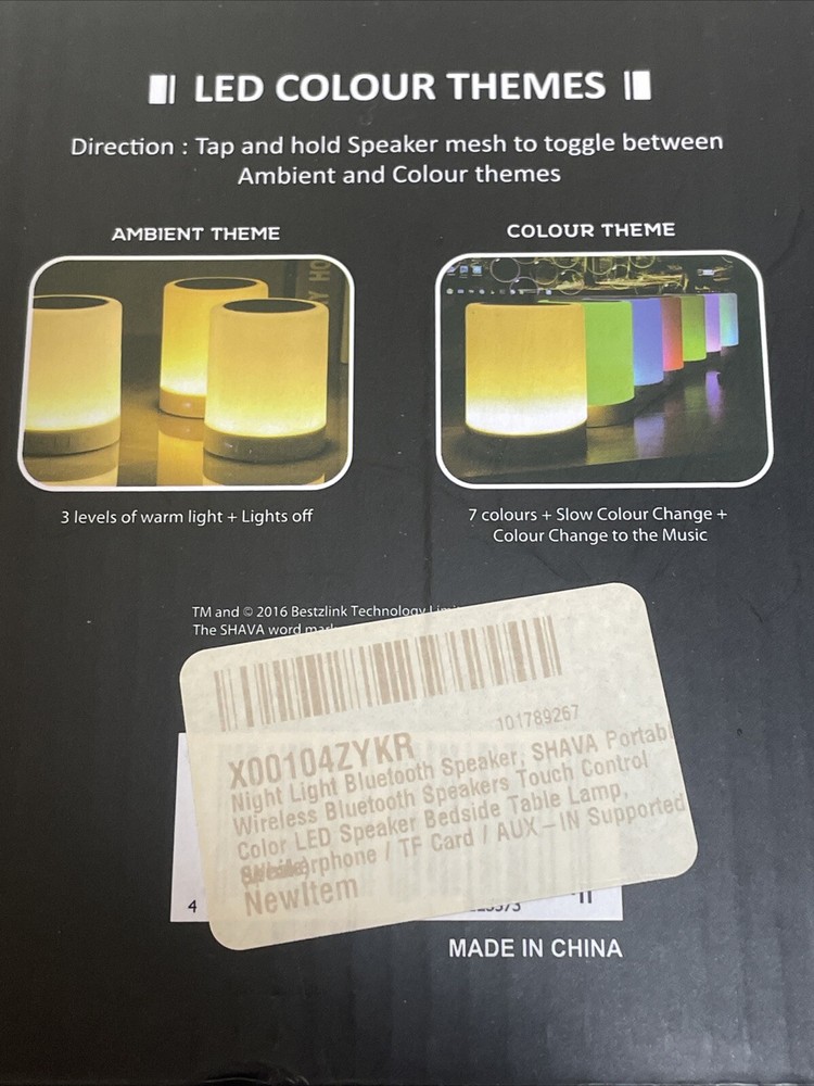 Shava Night Light Speaker, Touch Control, LED Speaker, Speakerphone - TESTED