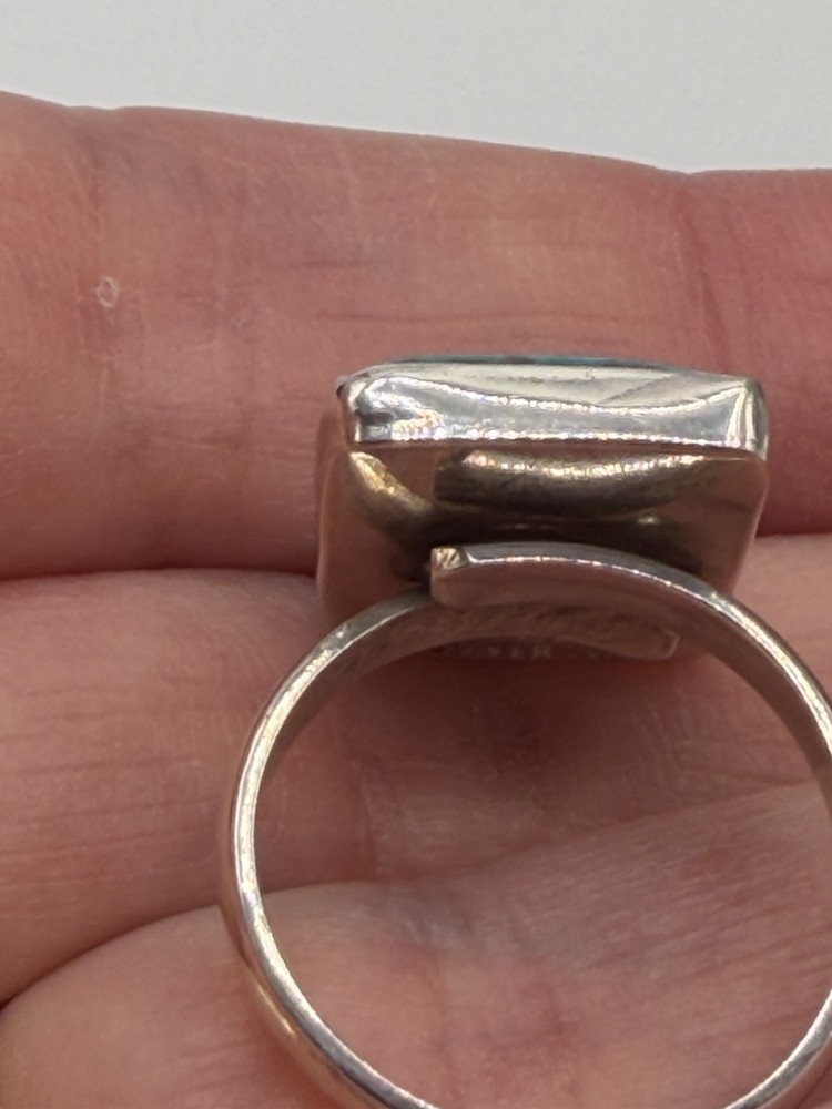 Vintage Signed Oscar’s Silver 950 Natural Stone Size 7+ Adjustable