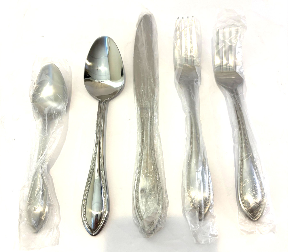NEW Towle Tuscan Bead Stainless Flatware 5 Piece Place Setting