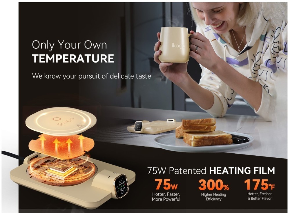 Coffee Mug Warmer & iKago Mug Set, Temperature Control Smart Heated Mug for...