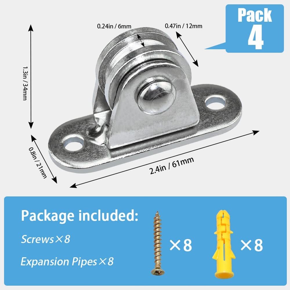 Small Pulley Block Silent Pulley Wheel Heavy Duty Fixed Pullies Loading 176 l...
