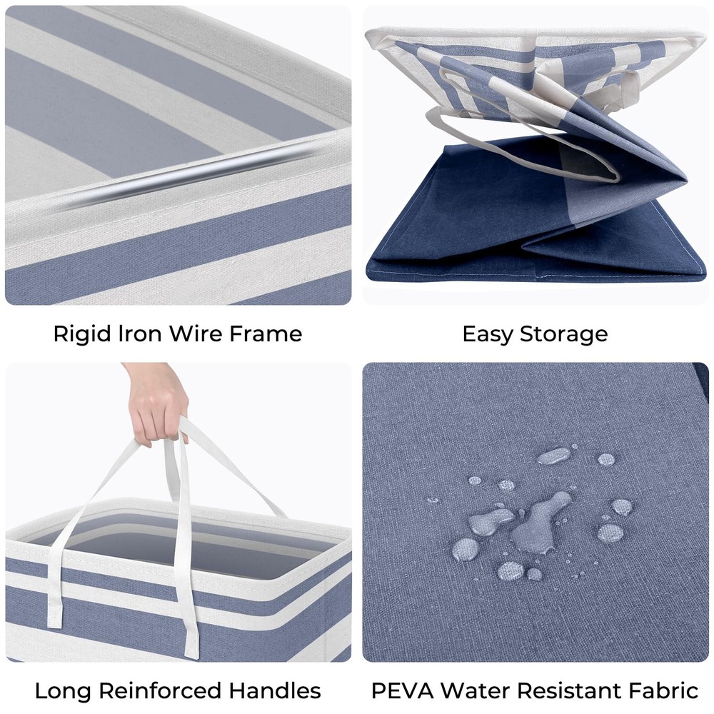 2 Pack Large Laundry Baskets, Waterproof, Freestanding Laundry Hampers, Colla...