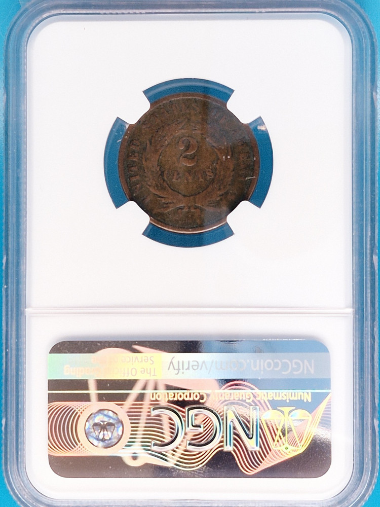 1868 Union Shield 2c NGC VG Details - Environmental Damage