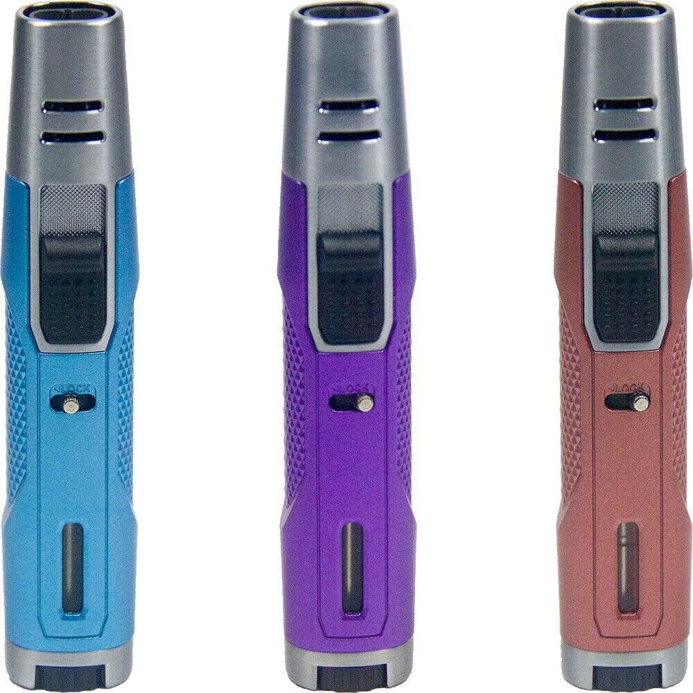 2 Pack Double V Torch Jet Flame Refillable Butane Adjustable Cigar Lighter