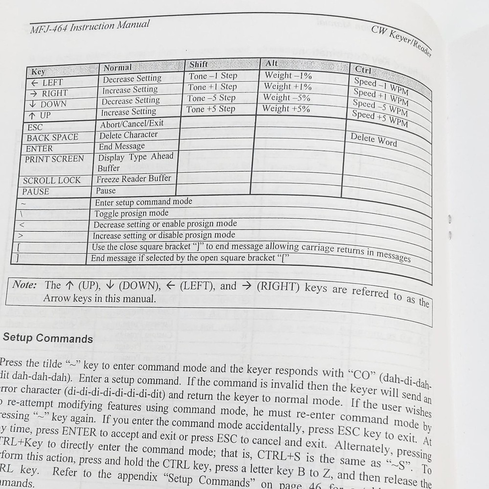 MFJ-464 CW Keyer/Reader Original MFJ Manual