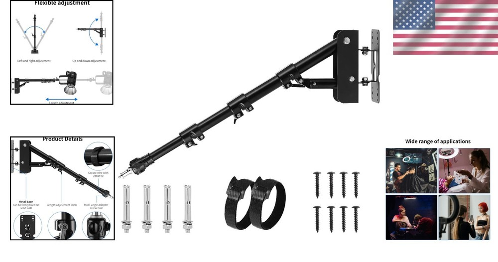 Wall Mount Triangle Boom Arm 39.37" Ring Light Support
