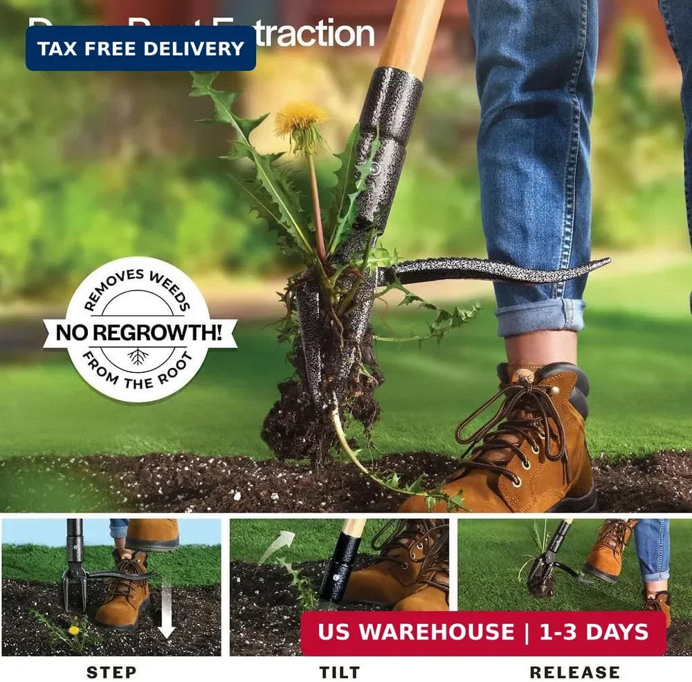 Weed Puller Tool, Stand Up Heavy Duty Weed Remover Tool with Long Handle , Foot