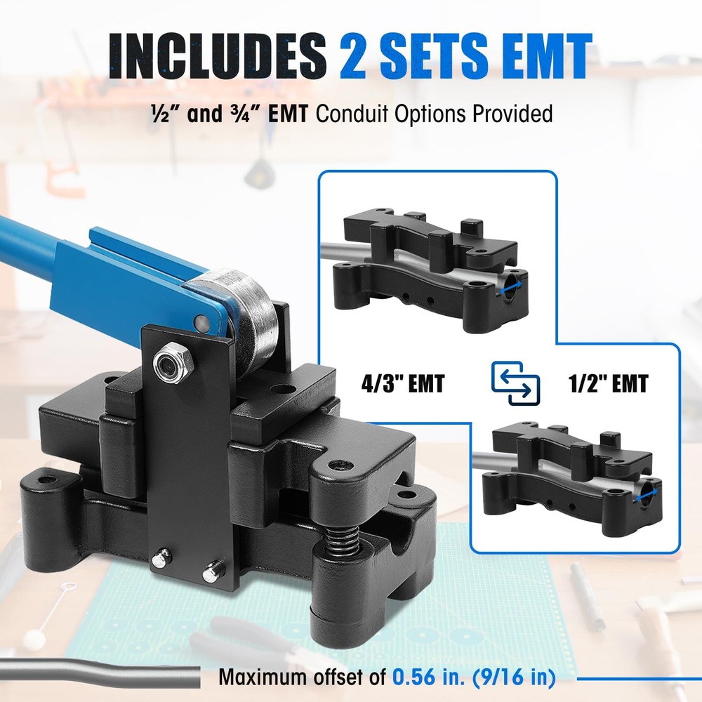 Conduit Offset Bender 2 in 1 - both ½“& ¾” EMT, Ensuring Precise and Efficien...