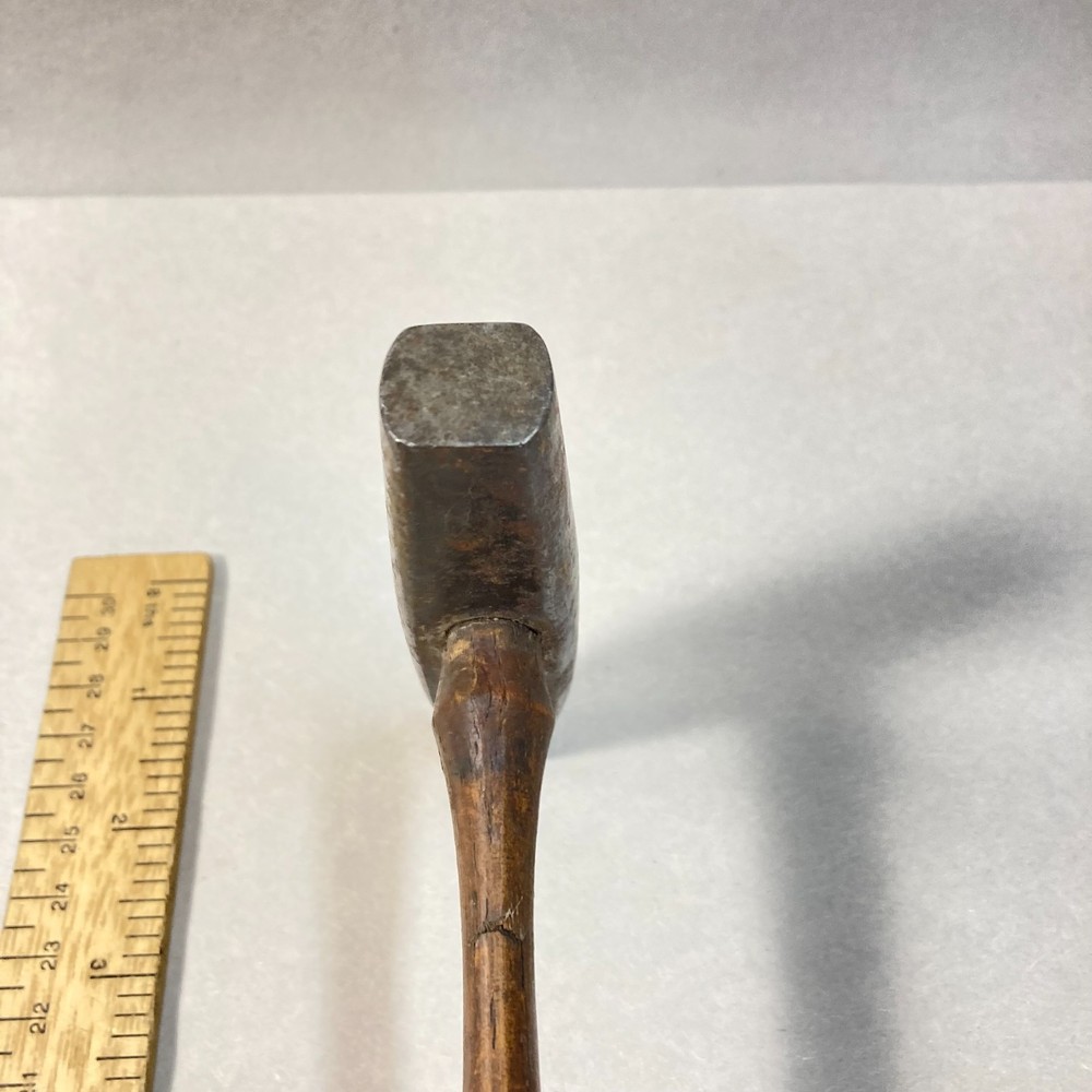 Vintage Tack Hammer Split Head Nail Puller Square Face 10" Wood Handle